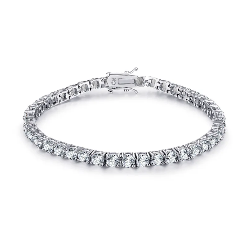 

18K White Gold Plated 4mm AAA Zircon Diamond Bracelet Women Jewelry Classic Brand Quality Tennis Bracelet with Jewelry Box