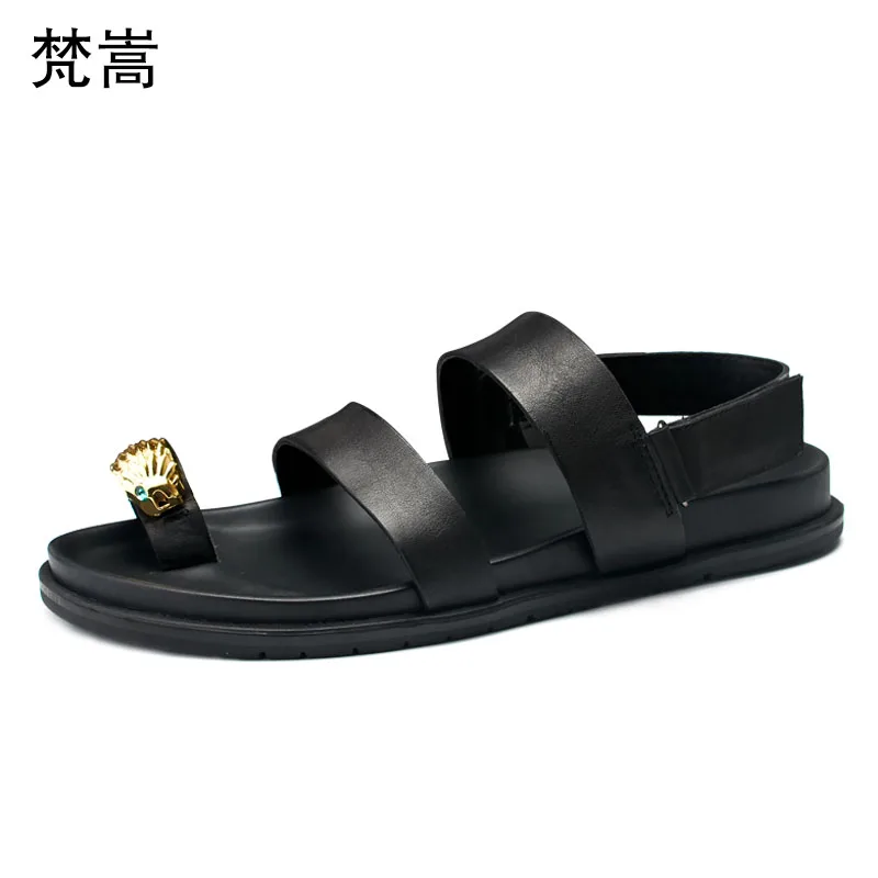 

Mens roman Sandals Summer Genuine Leather Breathable Beach Shoes mens gladiator sandals summer British retro men shoes cowhide