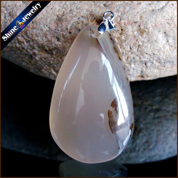 Fashion Women Man Necklace Pendant Big Natural Moss Agates Stone