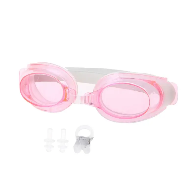 Для детей и подростков Регулируемый плавание ming противотуманные очки спортивные Одежда с ушками зажим для носа - Цвет: Розовый