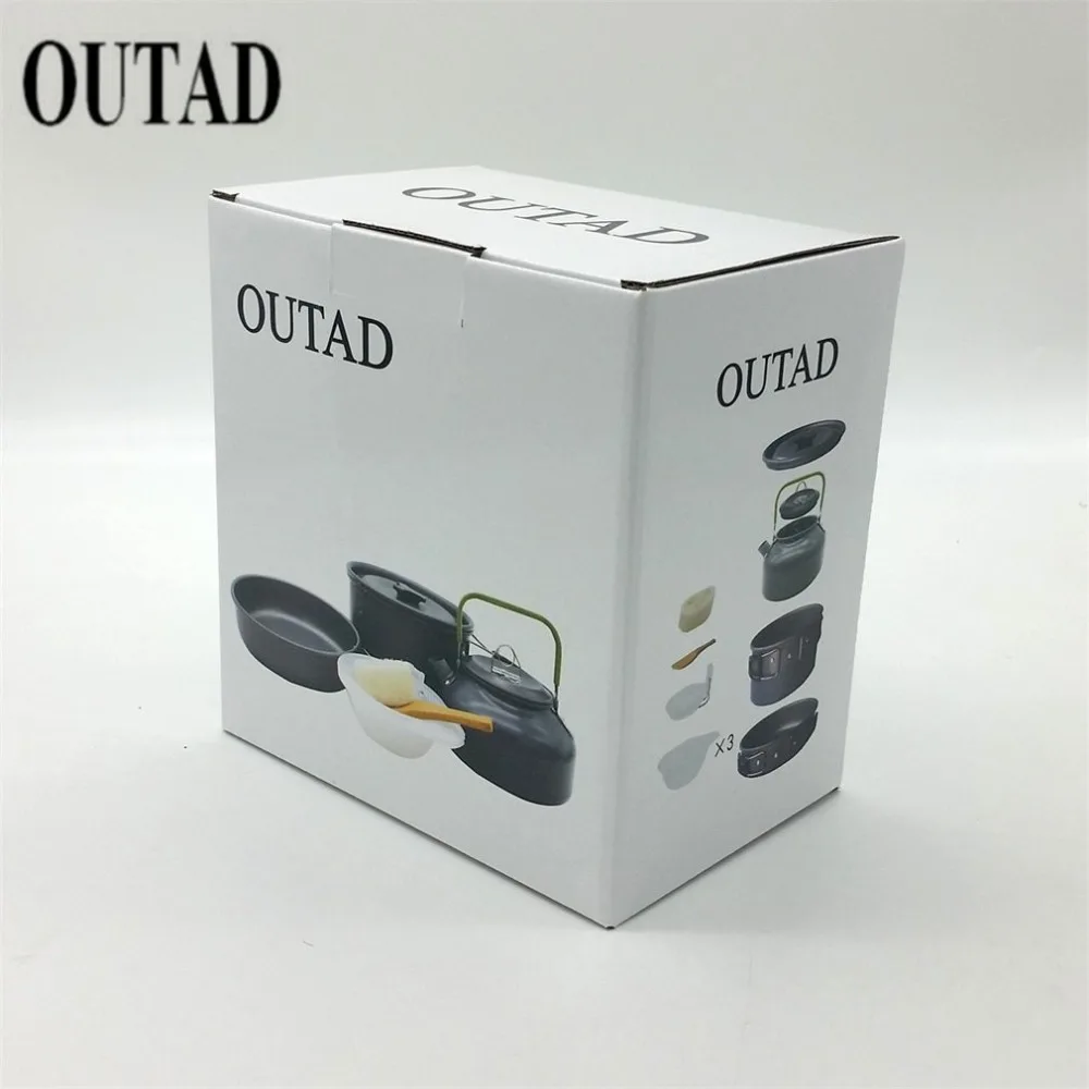 Outad 9 unids camping pot Utensilios de cocina mini cacerola y pot set para 2-3 individuls sombrero venta