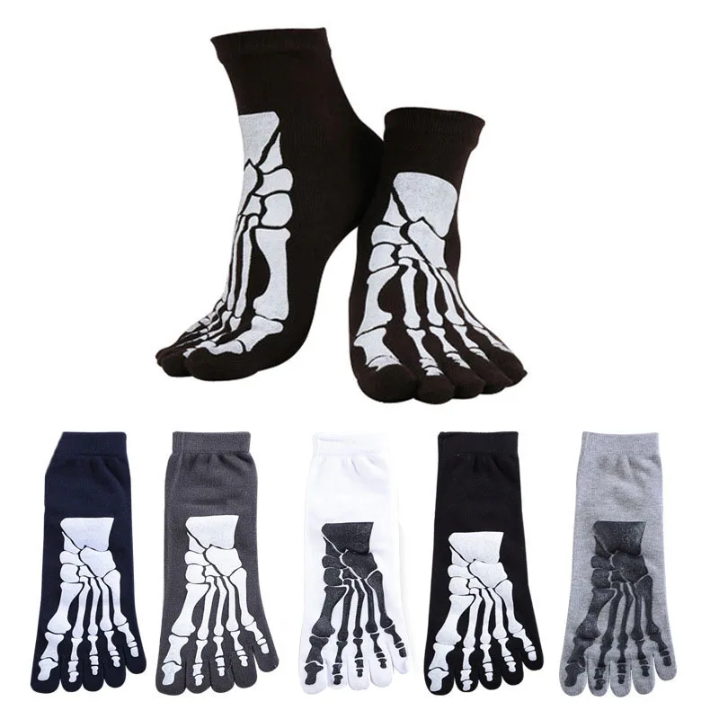 4 пары мужские короткие носки в стиле панк рок|skeleton toe socks|toe socksshort socks |