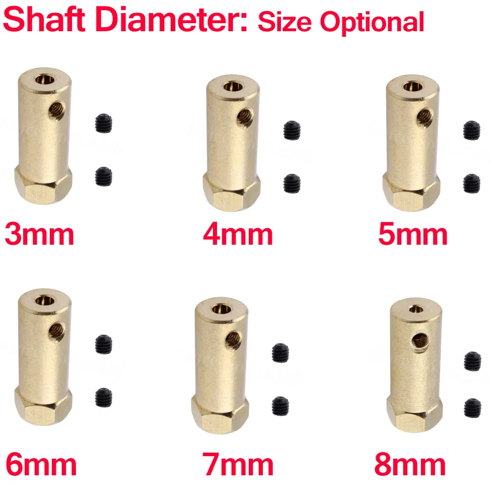 uxcell Hex Coupler 4mm Bore Motor Hex Brass Shaft Coupling Flexible Connector for Car Wheels Tires Shaft Motor 8pcs