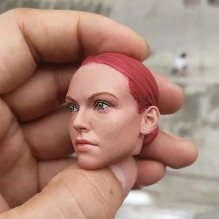 

New 1/6 Scale Jedi Agent Tracey Gril Head Sculpt with Red/Black PVC Hard Hair for 12'' Female figure boy accessory
