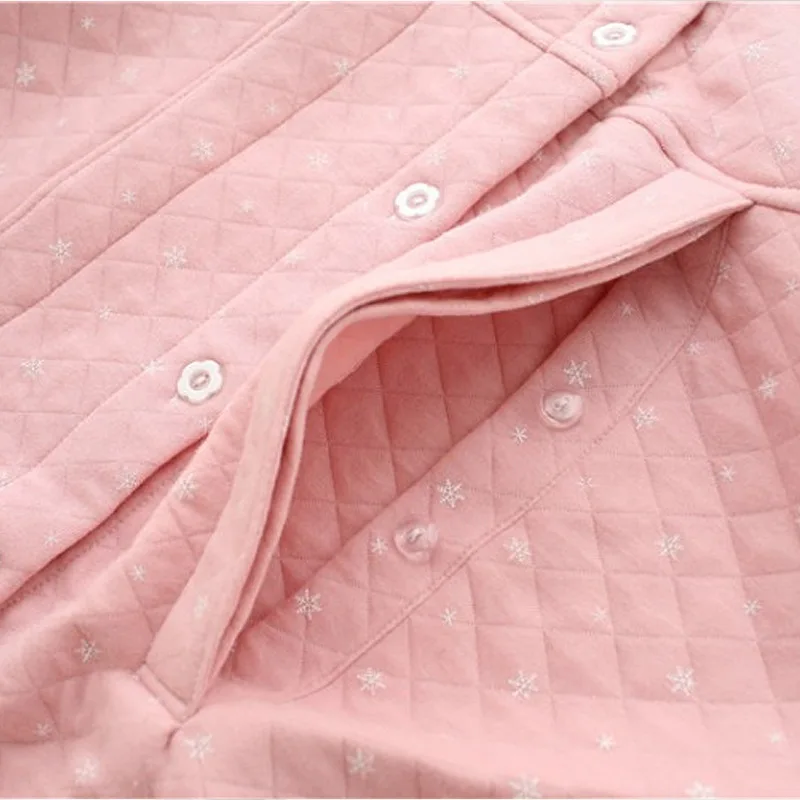 Осенний розовый хлопковый костюм для беременных женщин, свободная Женская пижама, зимний комплект одежды для кормления грудью