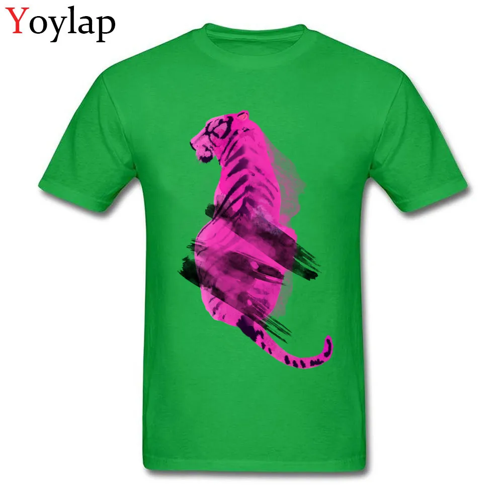 T-shirts Funny Short Sleeve Company Round Neck 100% Cotton Fabric Tops Tees Casual Summer Autumn abstract tiger Tee-Shirts for Students green