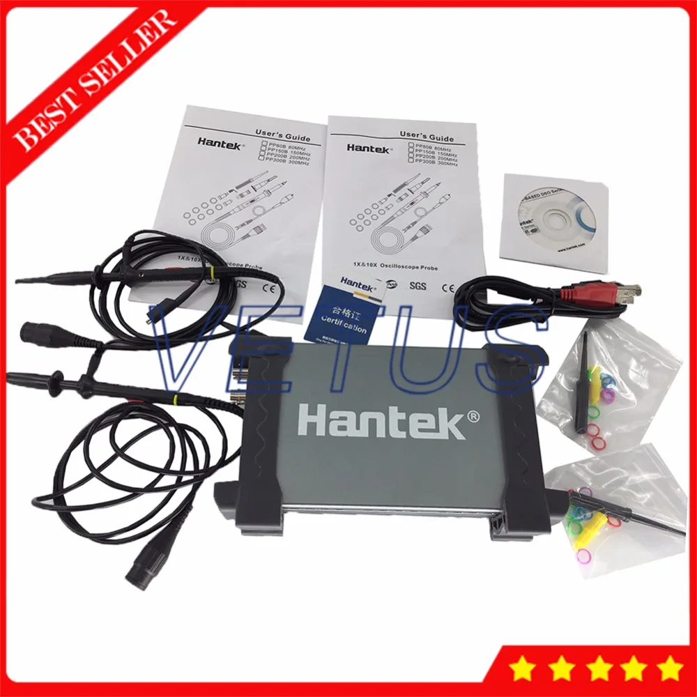 Hantek6082BE 80 МГц 250 мс/с 2 канала аналоговый Осциллограф USB для ПК портативный osciloscopio поверхности алюминиевого сплава