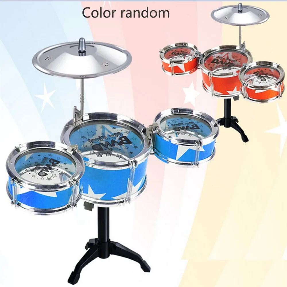 

OCDAY Mini Baby Infant Jazz Drum Rock Set Toy Musical Instrument Educational Toy Kids Early Learning Musical Drum Toy Red & blue
