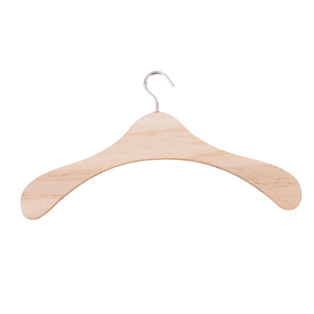 High Quality 10 Pieces 15cm Natural wood color Wood Clothes Hanger Metal Hook for 1:3 Male BJD SD17 Uncle Dolls