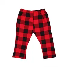 Клетчатая хлопчатобумажная повседневная одежда для маленьких мальчиков и девочек, длинные штаны, леггинсы теплая свободная одежда красного цвета для детей от 0 до 3 лет