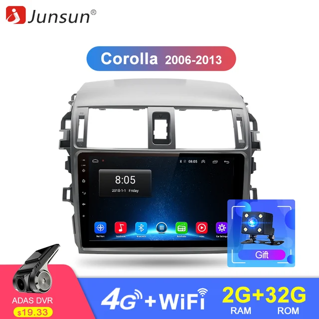 Junsun Штатное Головное устройство For тойота королла E140/150 2007 2008 2009 2010 2011 2012 2013 GPS навигатор Android 8.1 aвтомагнитола магнитола 2din автомагнитолы Андроид для Toyota Corolla автомобильная ультимедиа