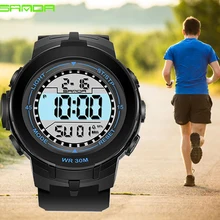 SANDA Модные мужские спортивные часы Многофункциональный светодиодный цифровые часы мужские relogio masculino esportivo Digital 340