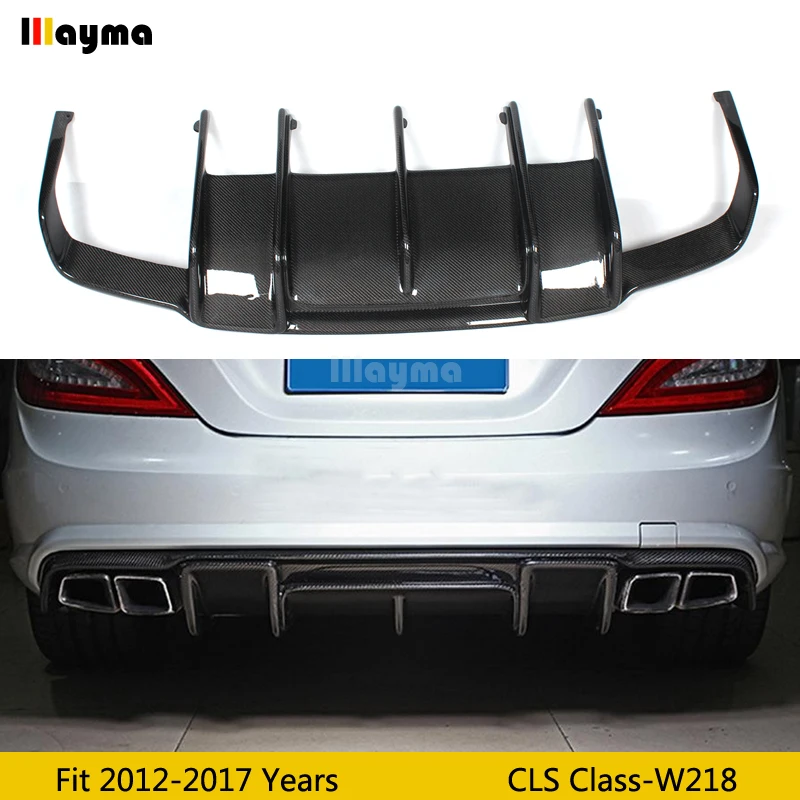 Difusor de labios de parachoques trasero de fibra de carbono estilo Renntech para Mearcedes Benz W218 CLS350 CLS63 AMG Sport Bumper 2011-2014 año