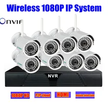8ch home wireless 8 ip camera hd nvr 1080p video surveillance system wifi IR outdoor 2mp cctv camera security system kit