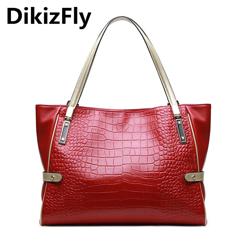 DikizFly Brand New Women Bags Genuine Leather Ladies Handbags Fashion Aliigator Top-Handle Bags Totes bag Women Shoulder Bag DikizFly Brand New Women Bags Genuine Leather Ladies Handbags Fashion Aliigator Top-Handle Bags Totes bag Women Shoulder Bag