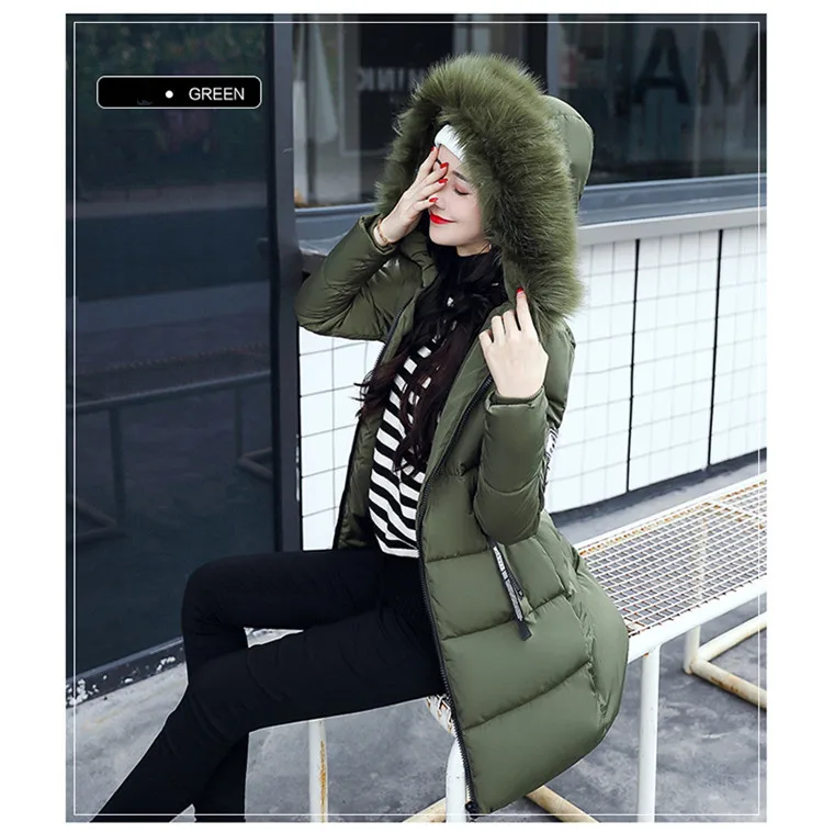 Women Parkas Long Coats Army Green Overcoat Female Winter Hooded Cotton Coats Woman Jackets 2018 New Clothing LZ975 (17)