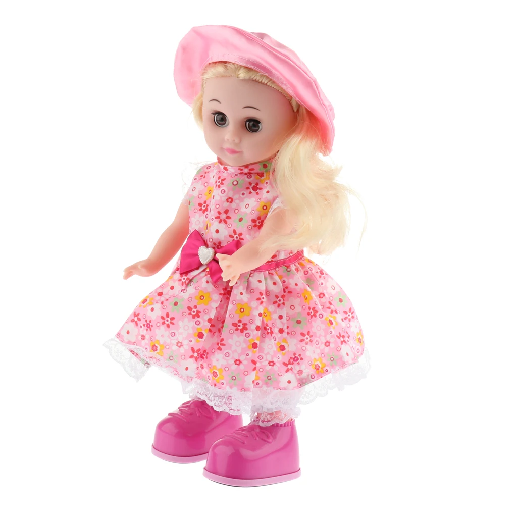 Educational Story Telling, Walking Interactive Electronic Girl Doll Toy Kids Dress Up Pretend Game Developmental Gifts #C