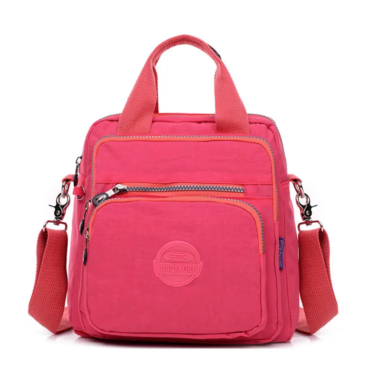 Новинка, брендовая Повседневная однотонная модная женская сумка через плечо, нейлон, Оксфорд, Mochila, многофункциональная сумка-мессенджер - Цвет: Pink