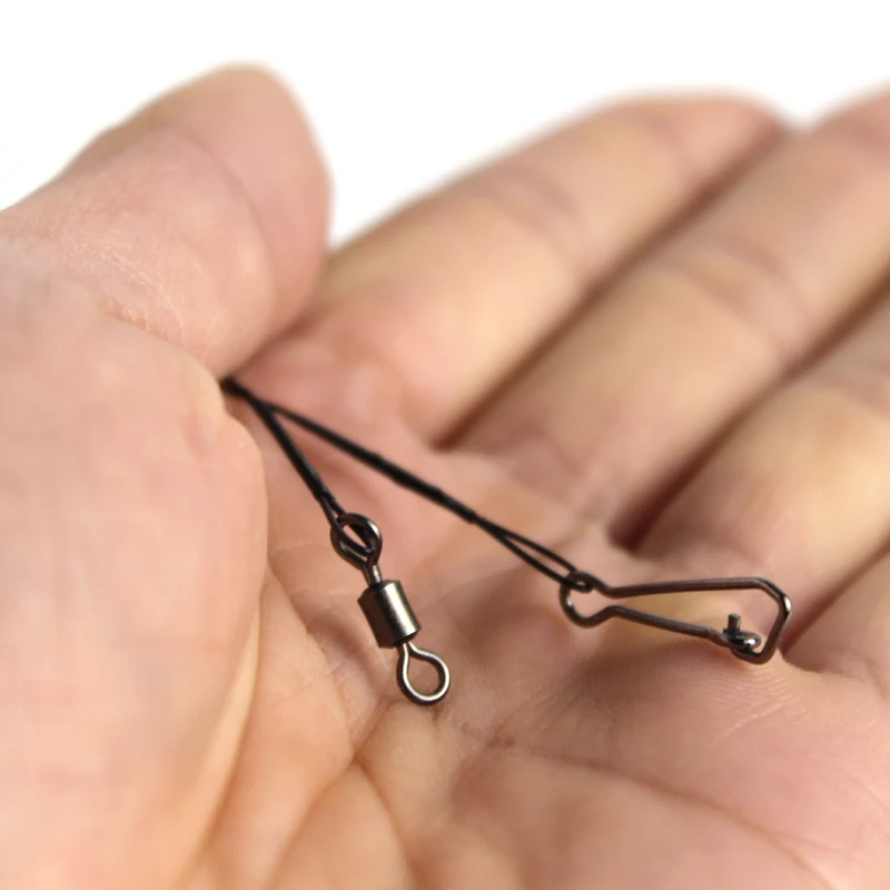 

20Pcs Leader Fishing Wire Black Tracer Lures Anti bite Swivel Connector Tools Accessories Hook Useful