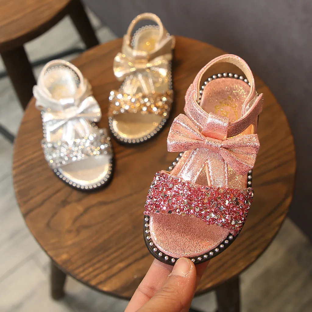 MUQGEW/сандалии для девочек; обувь принцессы с бантом и блестками; милые сандалии для девочек на застежке-липучке; летние сандалии для девочек; Sandalias Fille