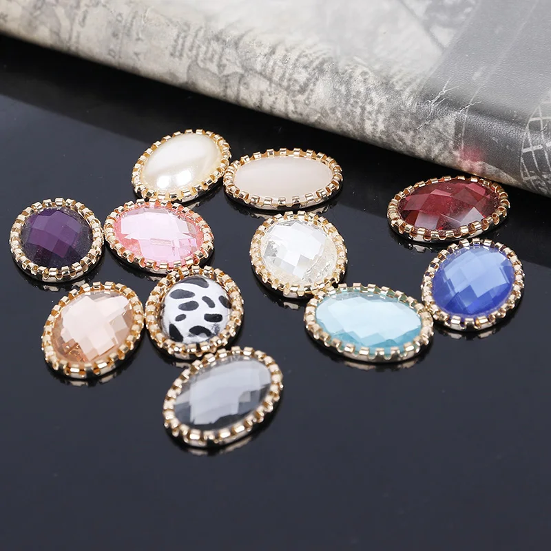 

2016New 100Pcs Oval Acryl Rhinestone Buttons/Buckle Embellishment button DIY accessories PLY06