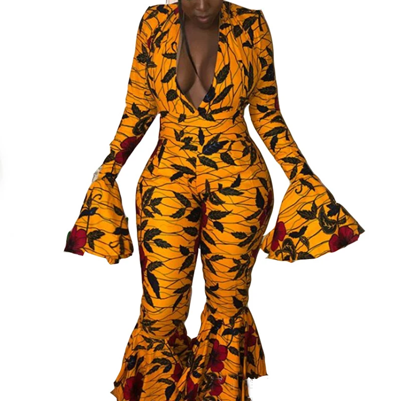 long sleeve bell bottom jumpsuit