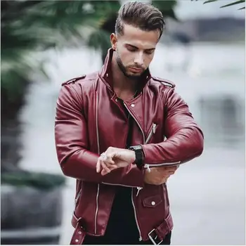 

Asstseries New 2020 S-5XL Men's PU Jackets Autumn Faux Leather Coats Male Motorcycle Jacket Slim Fit Fashion Mens Brand Clothing
