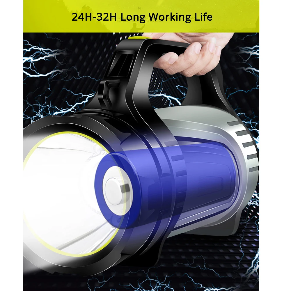 High Power LED Searchlight Lantern Built-in Battery Handheld Portable Flashlight Torch Rechargeable Waterproof Hunting Lamps High Power LED Searchlight Lantern Built-in Battery Handheld Portable Flashlight Torch Rechargeable Waterproof Hunting Lamps