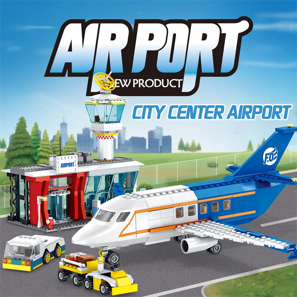 864 шт. серия город аэропорт пассажирский терминал самолет автомобиль строительные блоки кирпичи игрушки совместимы с брендом City Technik