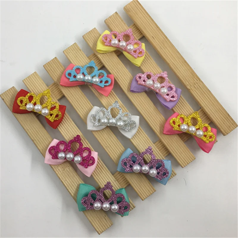 

6 Pcs / Lot Cute Little Crown Hairpin Bow Hair Bands For Girls Handmade Small Clips Headband Hair Accessories For Children Mate