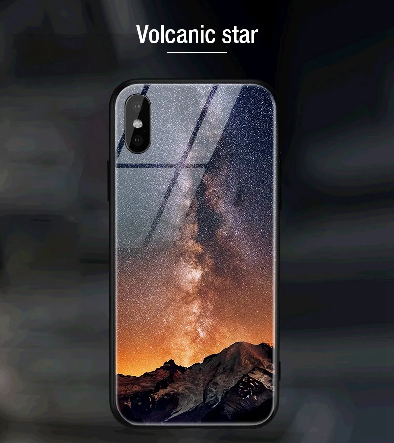 Hisomone Star Space Phone Case For iphone X Cute Patterned Tempered Glass Cover For iPhone 7 8 Plus 6 6S Soft Edge Silicone Capa