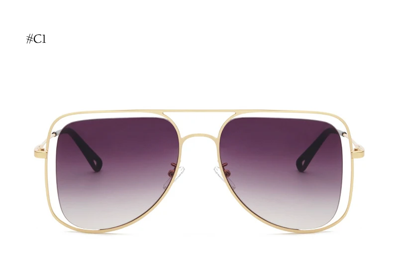 Негабаритные новые модные квадратные солнцезащитные очки для женщин градиентные линзы прозрачные винтажные верхние солнцезащитные очки для женщин металлическая рамка для мужчин