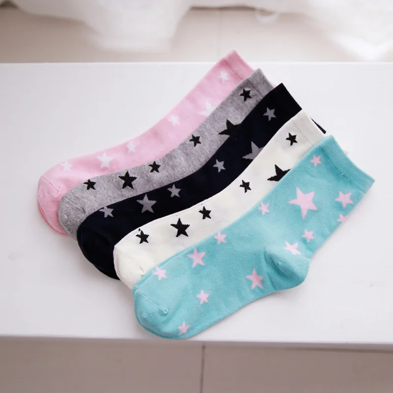 Весенние женские носки, стиль, принт со звездой, хлопковые, дышащие, пот, носки, забавный подарок для повседневной носки для женщин и девочек, Chausettes