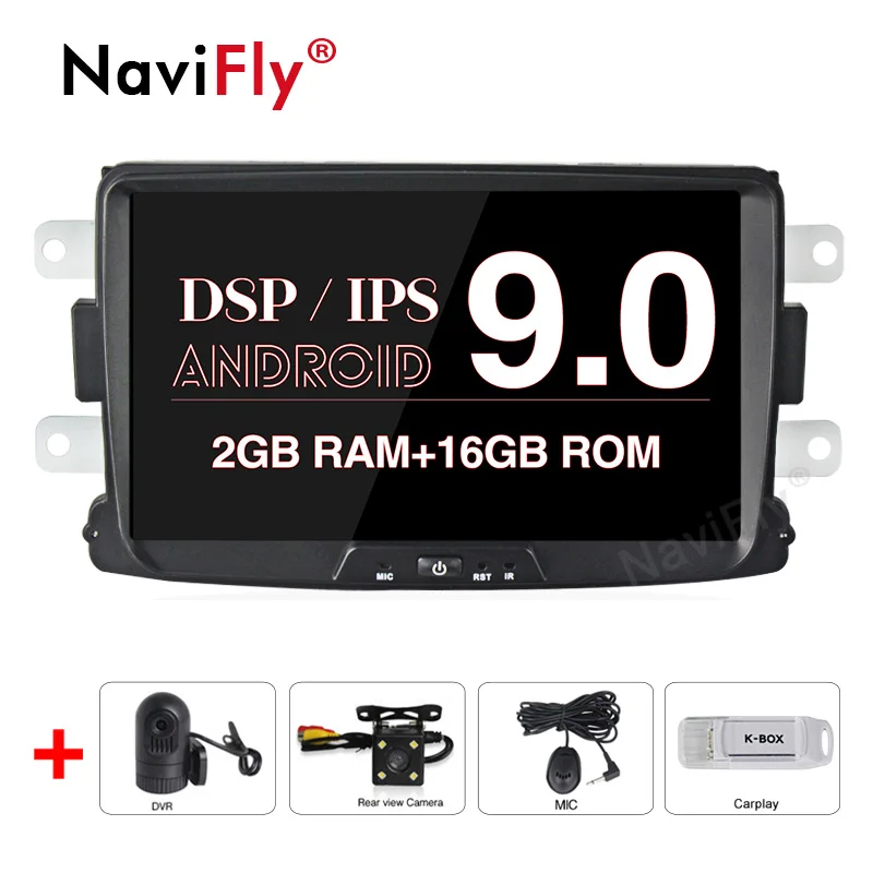 Excellent NaviFly IPS+DSP Android 9.0 car multimedia radio gps for Lada Xray 2/Dacia/Sandero/Duster/Logan/Dokker/Lodgy/Captur Mirror Link 0