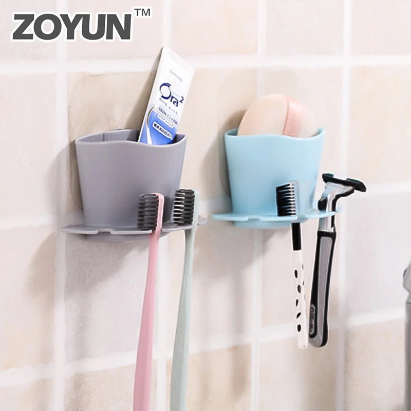 

Bathroom Storage Decoration Accessories Set Mouth Cup Toothpaste Toothbrush Brush plastic Holder Wall Mount Toothbrush Mount