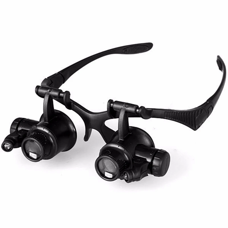 

Hot-10X 15X 20X 25X Watch Repair Magnifier Outdoor Activities Survival Tool Adjust Lens Magnifying Glasses 2 Led Lights Eye Lo