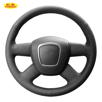 

PONSNY Artificial Leather Car Steering Wheel Covers Case for Audi Old A4 B7 B8 A6 C6 2004-2011 Q5 2008-2012 Q7 2005-2011