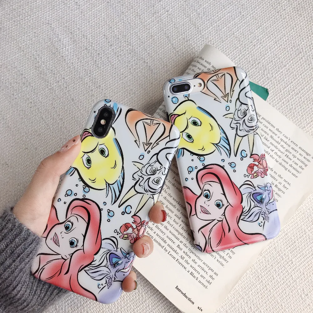 

Mermaid cartoon design smooth surface IMD soft phone case For iphone X XR XS MAX 6 6S 7 8 Plus mobile phone back cover capa
