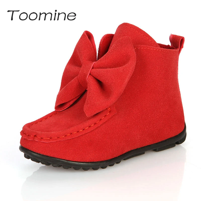Goedkoop Toomine Meisjes Laarzen Kinderen Schoenen 2017 Baby Meisje Snowboots Kinderen Roze Herfst Koreaanse Rode Grote Boog Kinderen Laarzen Meisjes leuke