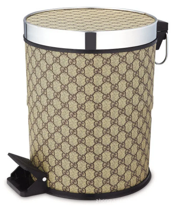 Domestic high grade household trash cans Guest room leather straight barrel circular trash can