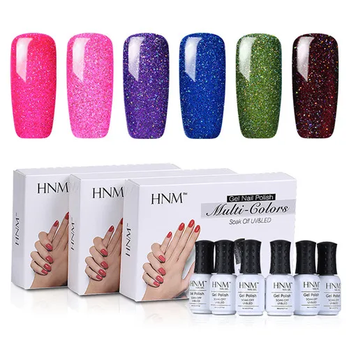 HNM 6 шт./лот Супер Bling 8 мл УФ-гель для ногтей Vernis Полупостоянный Гель-лак светодиодный гель для ногтей набор Bling Гибридный набор чернил Гель-лак - Цвет: NE003