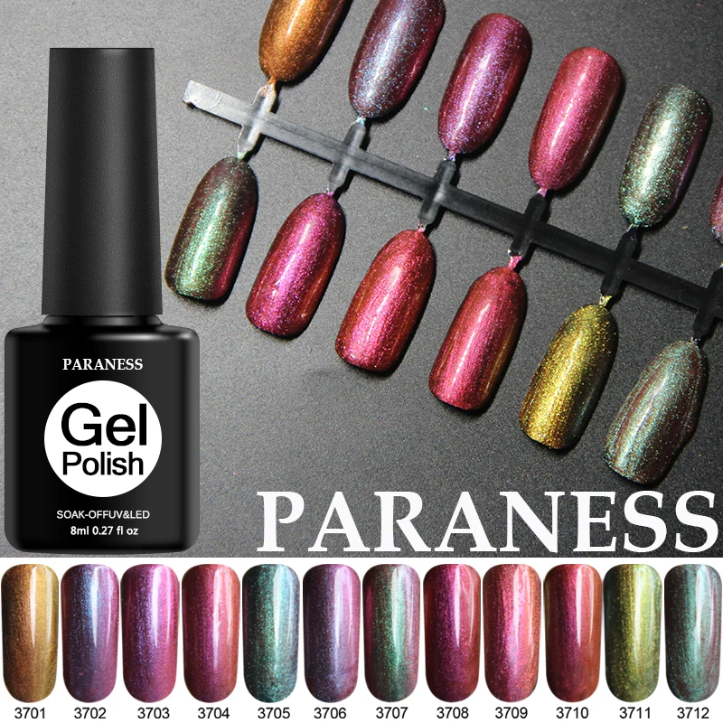

Paraness Glitter Gelpolish Chrome Effect UV Gel Nail Polish Soak Off 3D Chameleon Gellak Esmalte Gel Hybrid Nails Art Primer