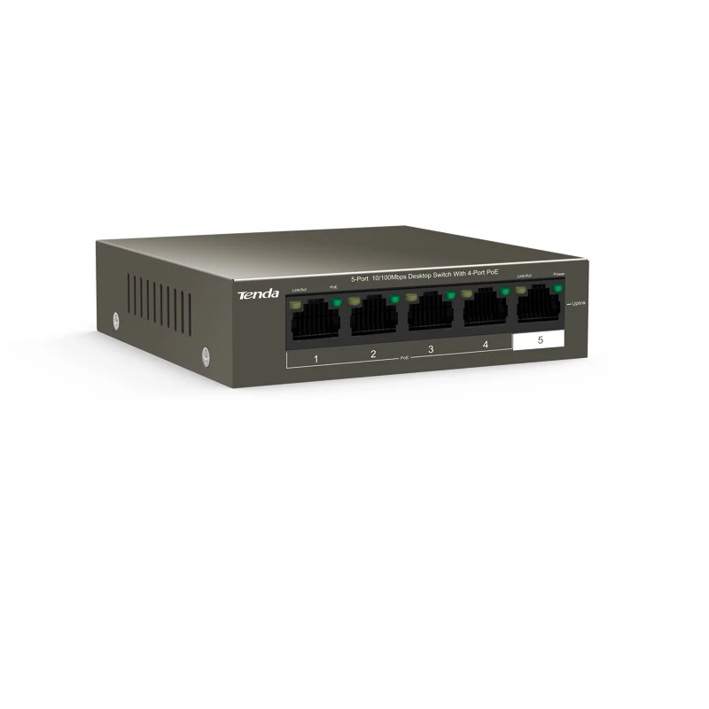 Tenda TEF1105P-4-38W Ethernet сетевой коммутатор gigabit 5-Порты и разъёмы, 250 м дальнее расстояние стабильный PoE Питание, подключи и играй, прочная и надежная