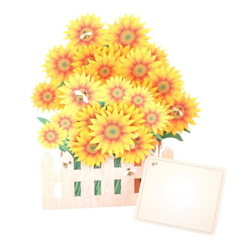  Sunflower Greeting Cards Handmade Birthday Wedding Invitation 3D Pop Up Card Art - 32924697589