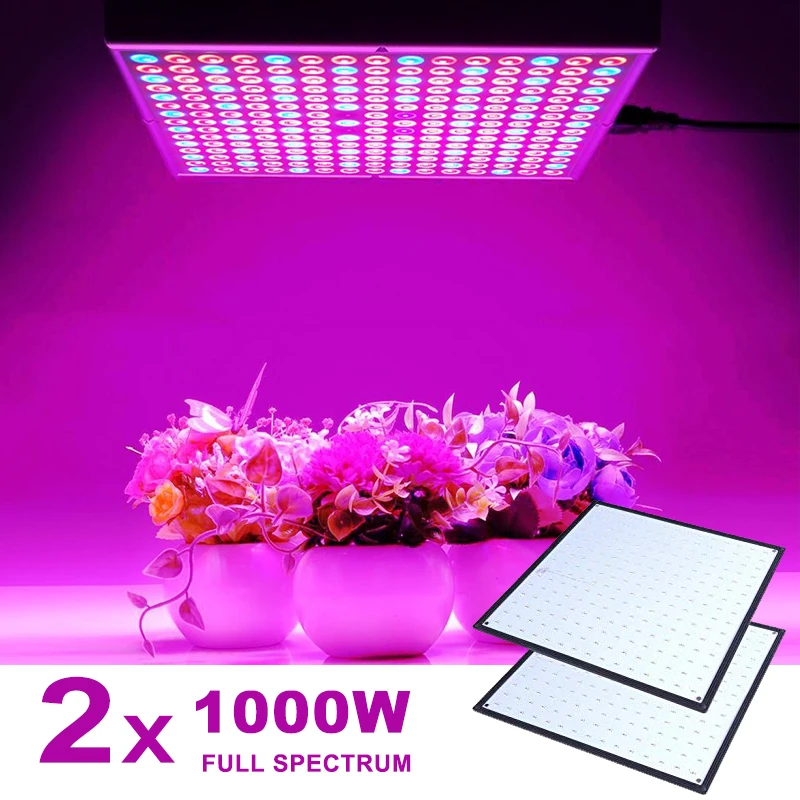 Baratos 2 uds 1000W lámpara de cultivo LED interior de espectro completo para tienda de luz de cultivo de plantas tienda de campaña Fitolampy hyto UV IR rojo azul 225 Led semillas de flores