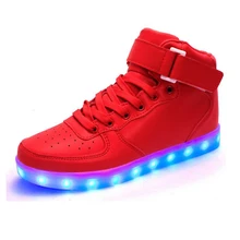 Led Shoes 7 Colors LED Luminous Shoes Unisex Fashion High Upper USB Light UP Basket LED Shoes for Adults USB Rechargeable Shoes