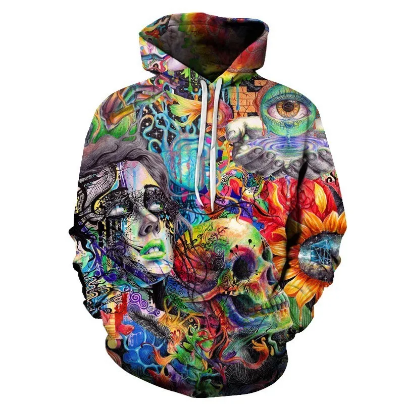 

Paint Skull 3D Printed Hoodies Men Women Sweatshirts Hooded Pullover Brand 5xl Qaulity Tracksuits Boy Coats Fashion Outwear New