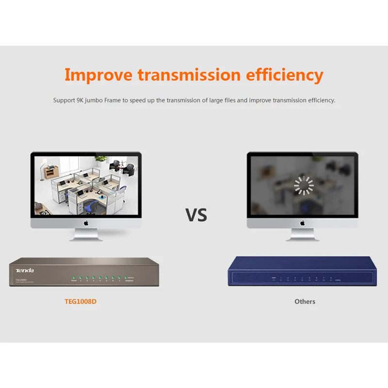 Tenda TEG1008D 9 Порты Gigabit Ethernet, 10/100/1000 Мбит коммутатор для интернет-сети, Auto MDI/MDIX