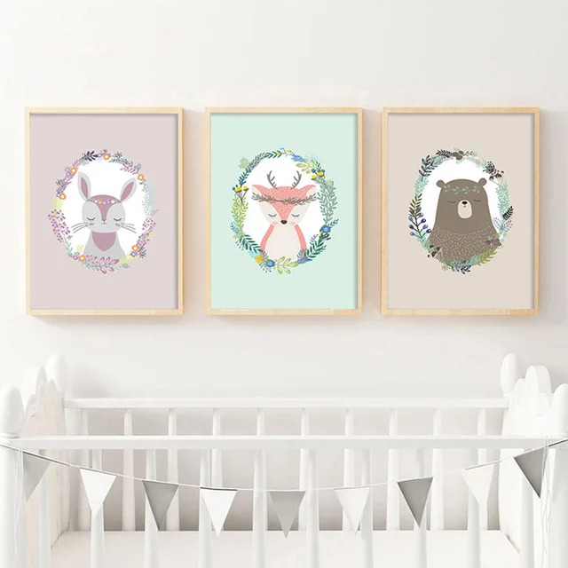 Woodland-Animal-Baby-Nursery-Wall-Art-Canvas-Posters-and-Prints-Cartoon-Painting-Nordic-Kids-Decoration-Pictures.jpg_640x640