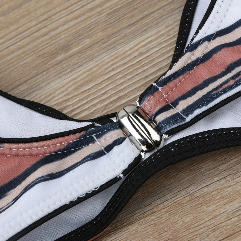 Для женщин в полоску комплект из двух предметов купальник с высокой талией